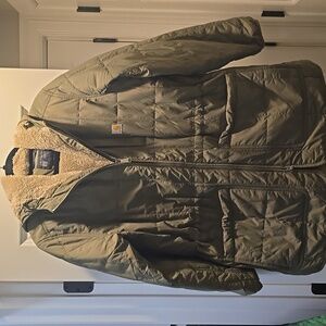 Carhartt Women's Green Hooded Light Weight Puffer Coat